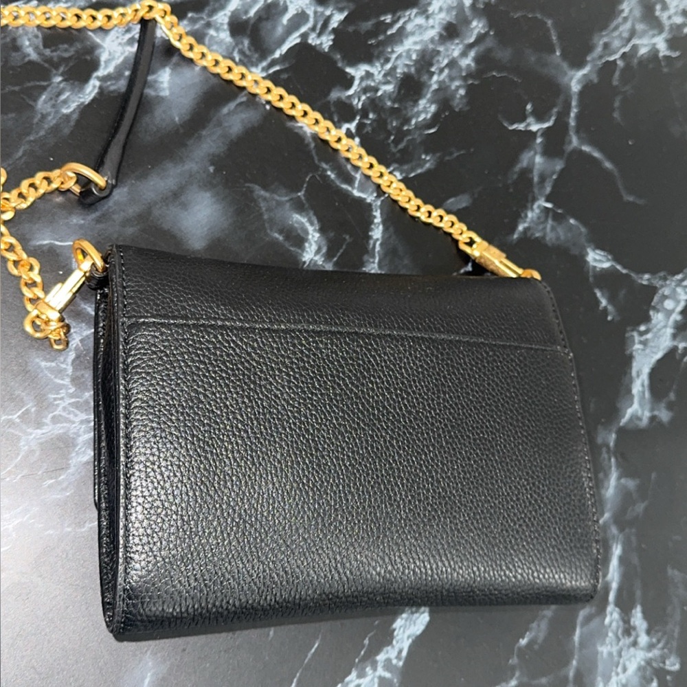 TORY BURCH Britten Chain Wallet Black Leather Bag AUTHENTIC - LIKE NEW - Picture 6 of 10